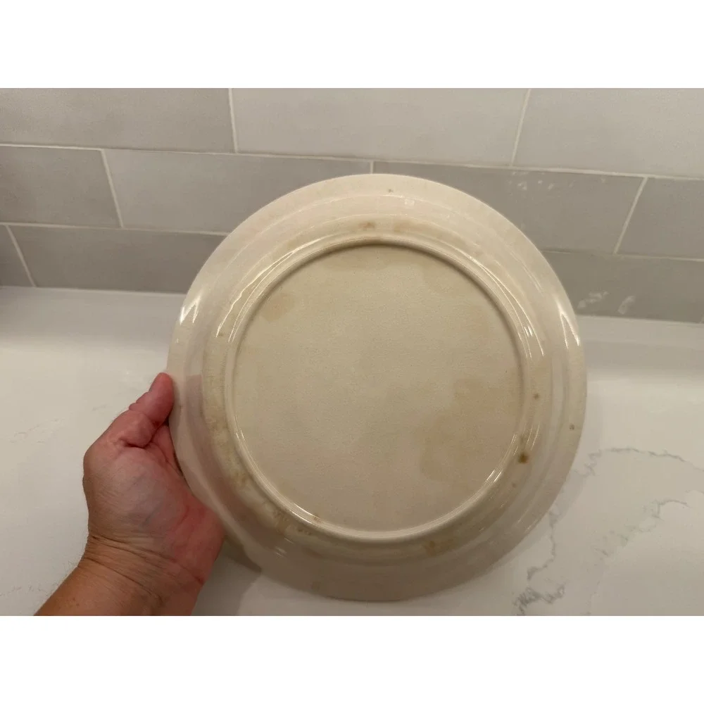 Vintage Ceramic Apple Pie Dish Recipe 10 Inch White Green Farmhouse Baking Pan